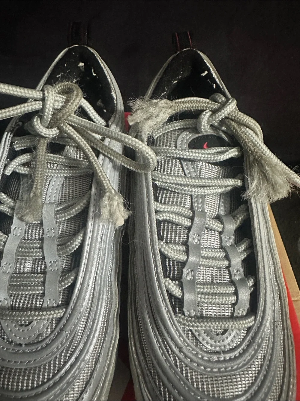 Nike Air Max 97 Silver with Red Swoosh